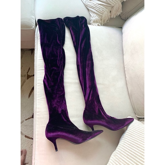 (SOLD)Zara Thigh High Velvet Boots - Picture 2 of 6